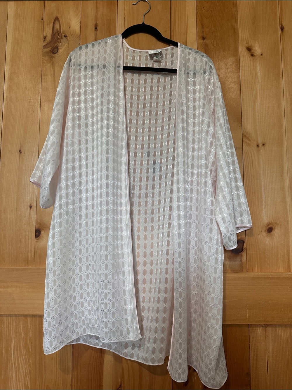 Vintage Linda Bis Montreal Sheer Diamond Geometric Robe / Duster